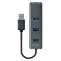 4-Port USB Hub Savio AK-58 Ethernet (RJ-45) Pelēks