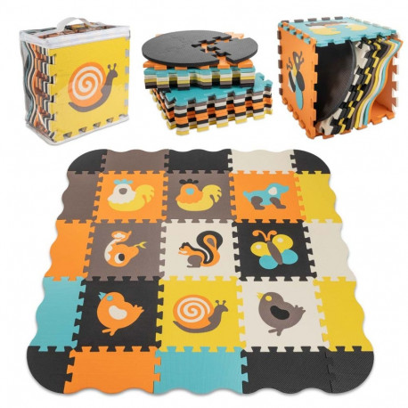 Vahtmaterjalist mängumatt / mänguväljak lastele 25tk värvilised loomad 114cm x 114cm x 1cm