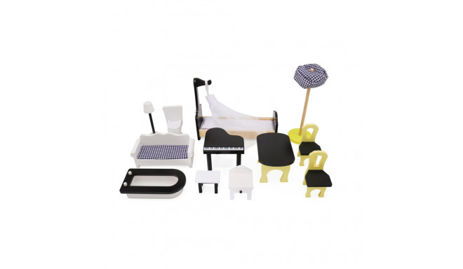 Puidust MDF nukumaja + mööbel 122cm XXL LED