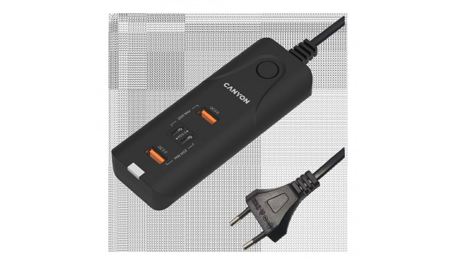 CANYON charger H-10 PD 20W QC 3.0 18W 2USB-A 2USB-C Desk Black