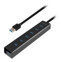 AXAGON HUE-SA7BP 7x USB3.0 ALU Charging Hub Incl. AC Adapter, Black