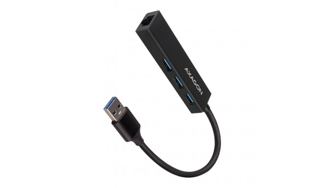 AXAGON HMA-GL3A 3x USB-A + GLAN, USB3.2 Gen 1 hub, metal, 20cm USB-A cable