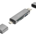 DIGITUS DA-70886 Combo Card Reader Hub USB-C+USB 3.0 1x SD 1x MicroSD 1x USB 3.0 grey