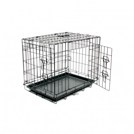 Dog crate 2doors plastic tray XL / 107x71x77cm black
