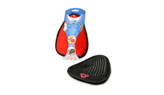 Coat care glove 2in1 20,5x15x1 cm, black/red