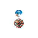 Dogtoy tug toy knotted cotton ball 8 cm grey/orange