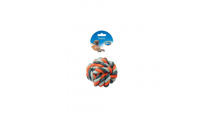 Dogtoy tug toy knotted cotton ball 8 cm grey/orange