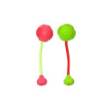 Dogtoy rubber dental ball and bone with cord 7,5 cm, red/green