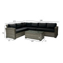 Garden furniture set GENEVA table and corner sofa, grey