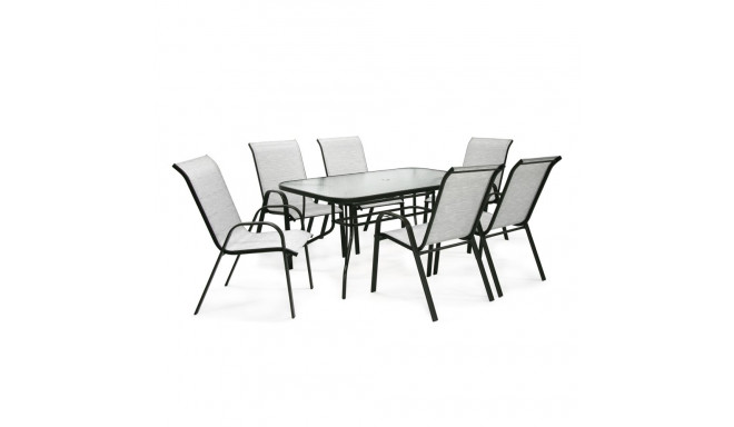 Garden furniture set DUBLIN table and 6 chairs, silver grey