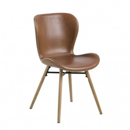 Tool BATILDA 47x53xH82,5cm, iste/seljatugi: kunstnahk, värvus: brändi, jalad: tamm, must metall