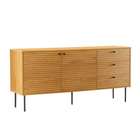 Sideboard LINE 150x40xH74cm, melamine with oak bark