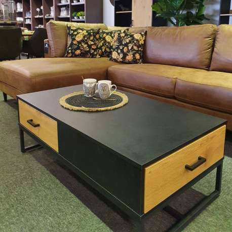 Coffee table AMSTERDAM 110x60xH40cm, oak/black