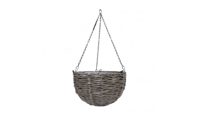 Hanging planter WICKER D30xH20cm, grey