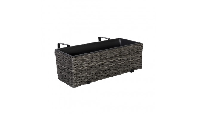 Puķu kaste balkonam WICKER 60x19xH18cm, pelēka