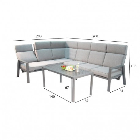 Garden furniture set CASTEN table, corner sofa