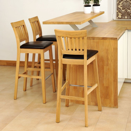 Барный стул LAURA 40x40xH72/99cм, сиденьие: кожзаменитель, цвет: тёмно-коричневый, дерево: дуб, обра