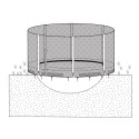 Enclosure for D426cm ground trampoline, with poles