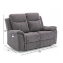 Recliner sofa MILO 2-seater, grey