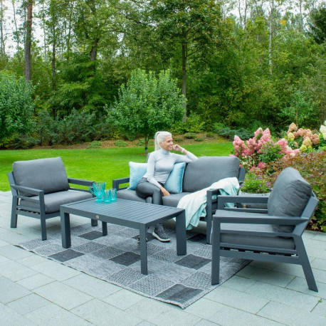 Garden furniture set TOMSON table, sofa and 2 chairs, grey