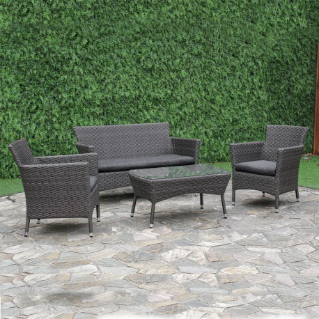 Garden furniture set WATERS table, sofa and 2 chairs, brown