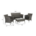 Garden furniture set WATERS table, sofa and 2 chairs, grey