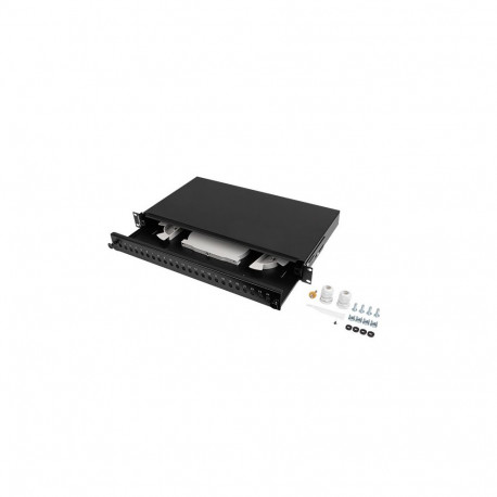 LANBERG rackmount 19" 1U kiudoptiline patch-paneel 24XST / 24XFC, must + tarvikud