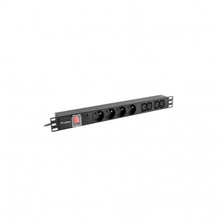 POWER DISTRIBUTION UNIT (PDU) 19" LANBERG 1U 16A 2M 4X FRENCH OUTLETS 4X IEC C13 OUTLETS BLACK