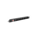 POWER DISTRIBUTION UNIT (PDU) 19" LANBERG 1U 10A 2M 7X SCHUKO OUTLETS BLACK C14