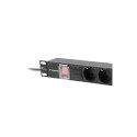 POWER DISTRIBUTION UNIT (PDU) 19" LANBERG 1U 10A 2M 7X SCHUKO OUTLETS BLACK C14