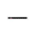 POWER DISTRIBUTION UNIT (PDU) 19" LANBERG 1U 10A 2M 7X SCHUKO OUTLETS BLACK C14