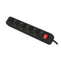 POWER STRIP LANBERG 3M 5X SCHUKO OUTLETS WITH CIRCUIT BREAKER QUALITY-GRADE COPPER CABLE BLACK