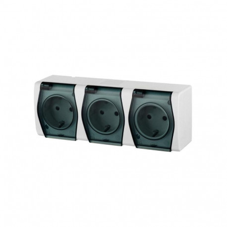 SOCKET HERMES2 3PL valge/hall IP44 1026-01