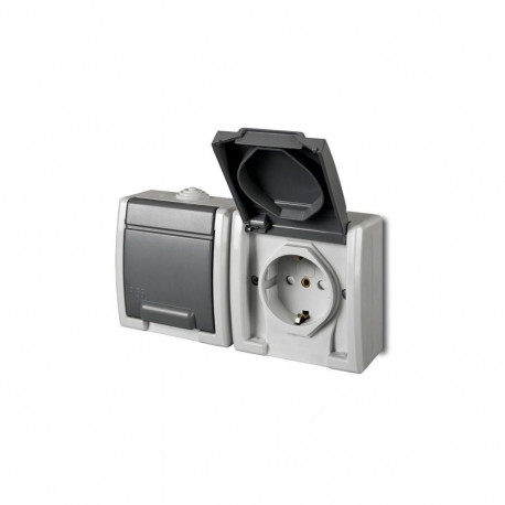 SOCKET AQUANT 2PL GREY IP55 1245-10