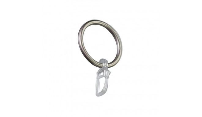 CURTAIN RINGS W HOOKS SILVER D19 10UNIT