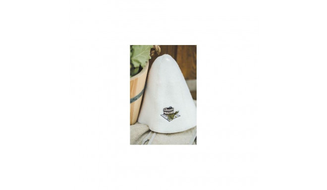 SAUNA HAT WITH BUCKET PICTURE WHITE WOOL