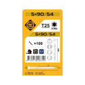 CHIPBOARD SCR T25 5.0X90/54 WHITE ZN(100