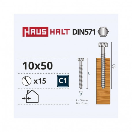CHIPBOARD SCREW DIN571 10X50 MM 15PCS