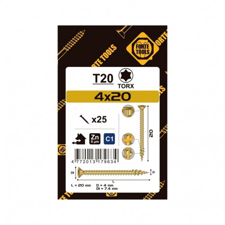 laudkruvi T20 4.0x20 kollane tsingitud 25 tk