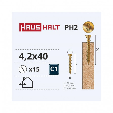 OSB kruvi 4.2x40 kollane Zn 15 tk