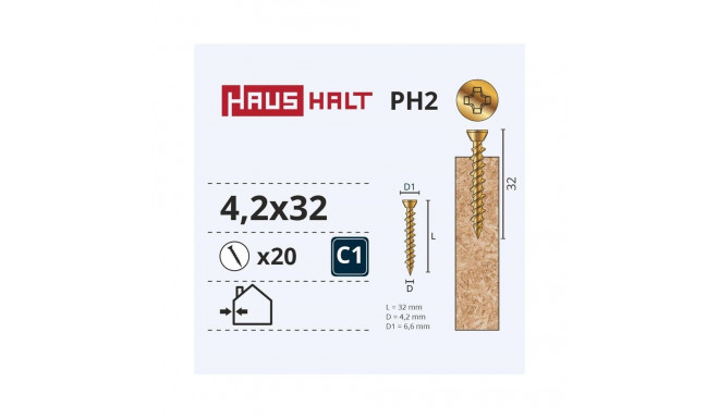 OSB SCREW 4.2X32 YELLOW ZN 20PCS