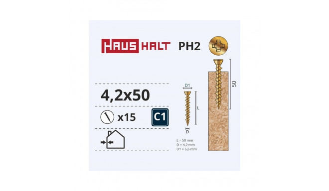 OSB kruvi 4.2x50 kollane ZN 15 tk