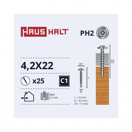 SELF SCREW 4,2X22 WOOD+DRILL 25PCS