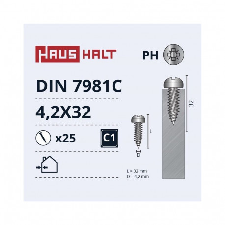 isekeermestavad kruvid 4.2x32 DIN7981C ZN 25 tk