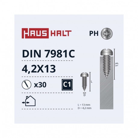 SELF SCREWS 4.2X13 DIN7981C ZN 30PCS