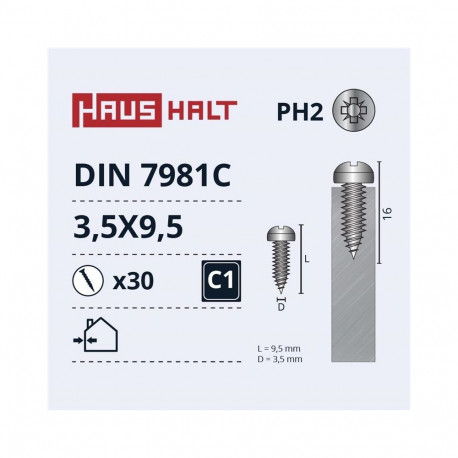 isekeermestavad kruvid 3.5x9.5 DIN7981C ZN 30 tk