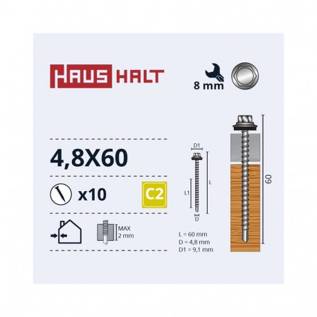 SELF SCREW 4,8X60 WOOD+EPDM ZN 10PCS