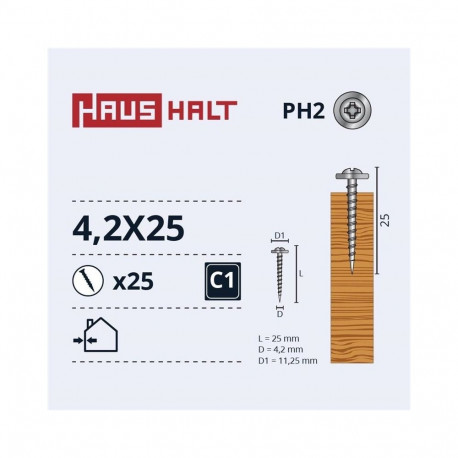 isekeerav kruvi 4.2x25 metall puit Zn 25 tk