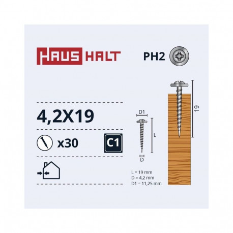 SELF SCREW 4.2X19 METAL WOOD ZN 30PCS