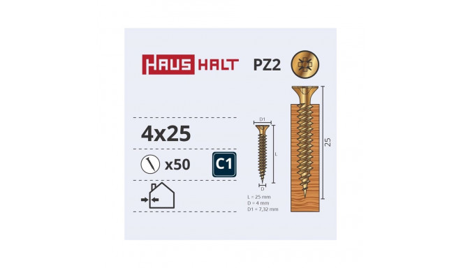 CHIPBOARD SCREW 4.0X25 YLW ZP 50PCS G1